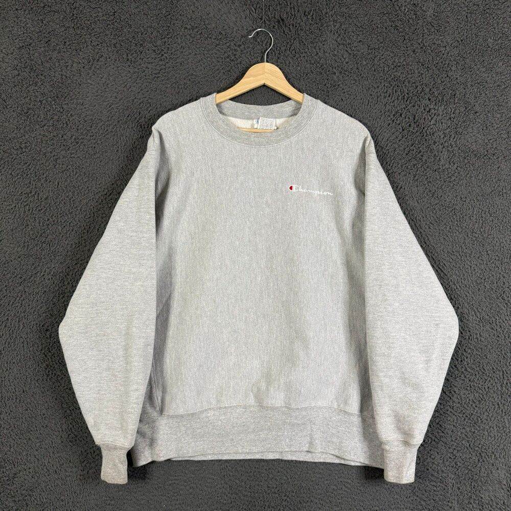 Vtg Champion Reverse Weave Sweatshirt Mens Large Gray Crew Neck Blank Pullover